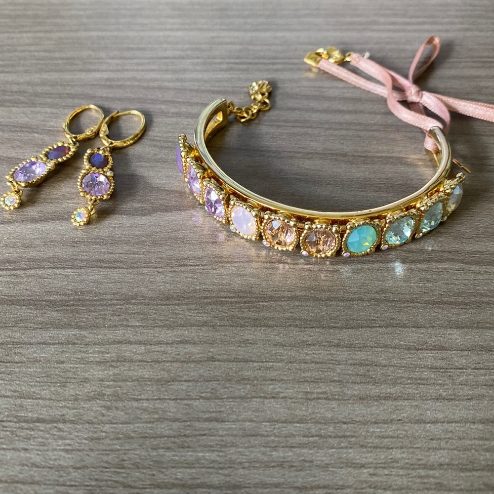 Pastel Swarovski crystal bracelet and earrings